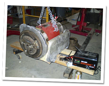 motor with adaptor plate and flywheel in place