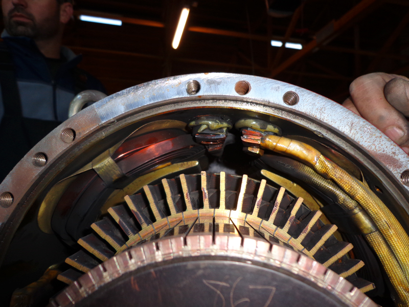 Looking inside the motor at the terminals