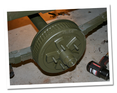 The new axle in place