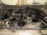 restoration begins 07 - sand blasted and painted engine parts